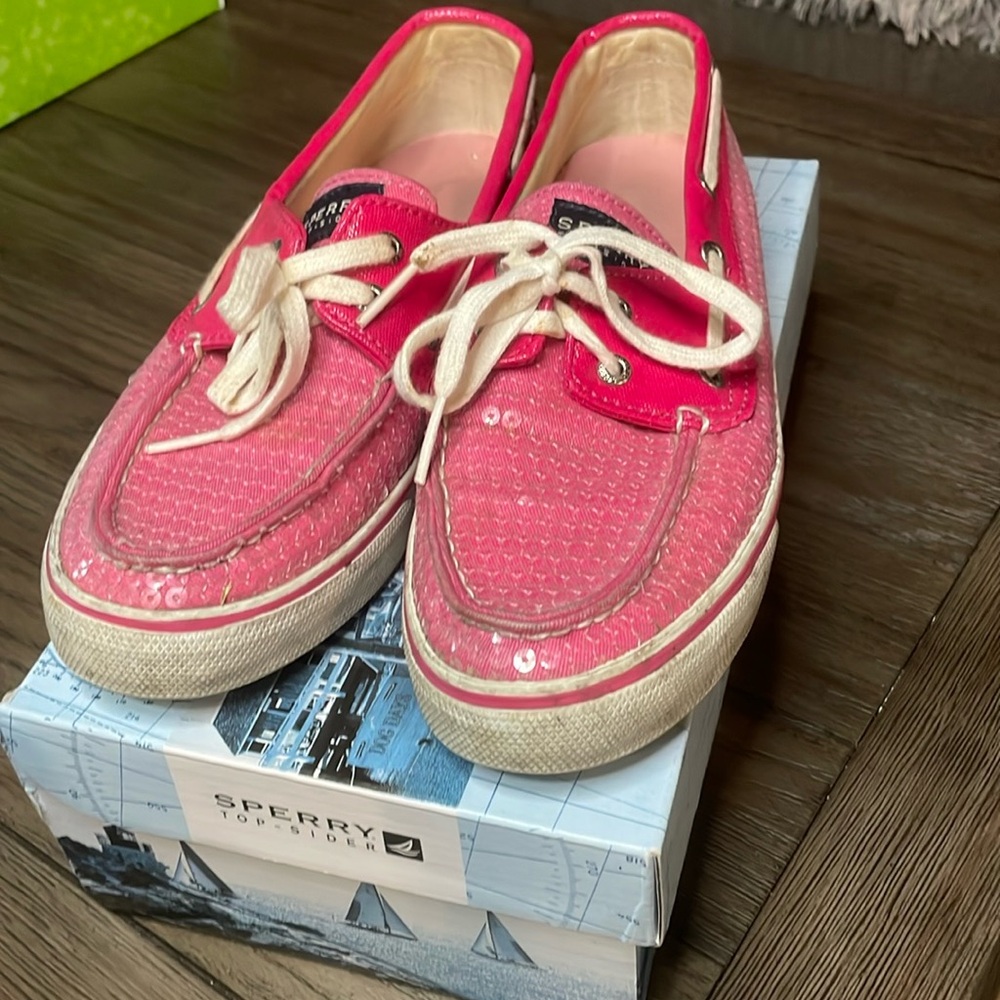 Sperry Top Sider Pink Sequin Size 8.5 Women’s - image 1